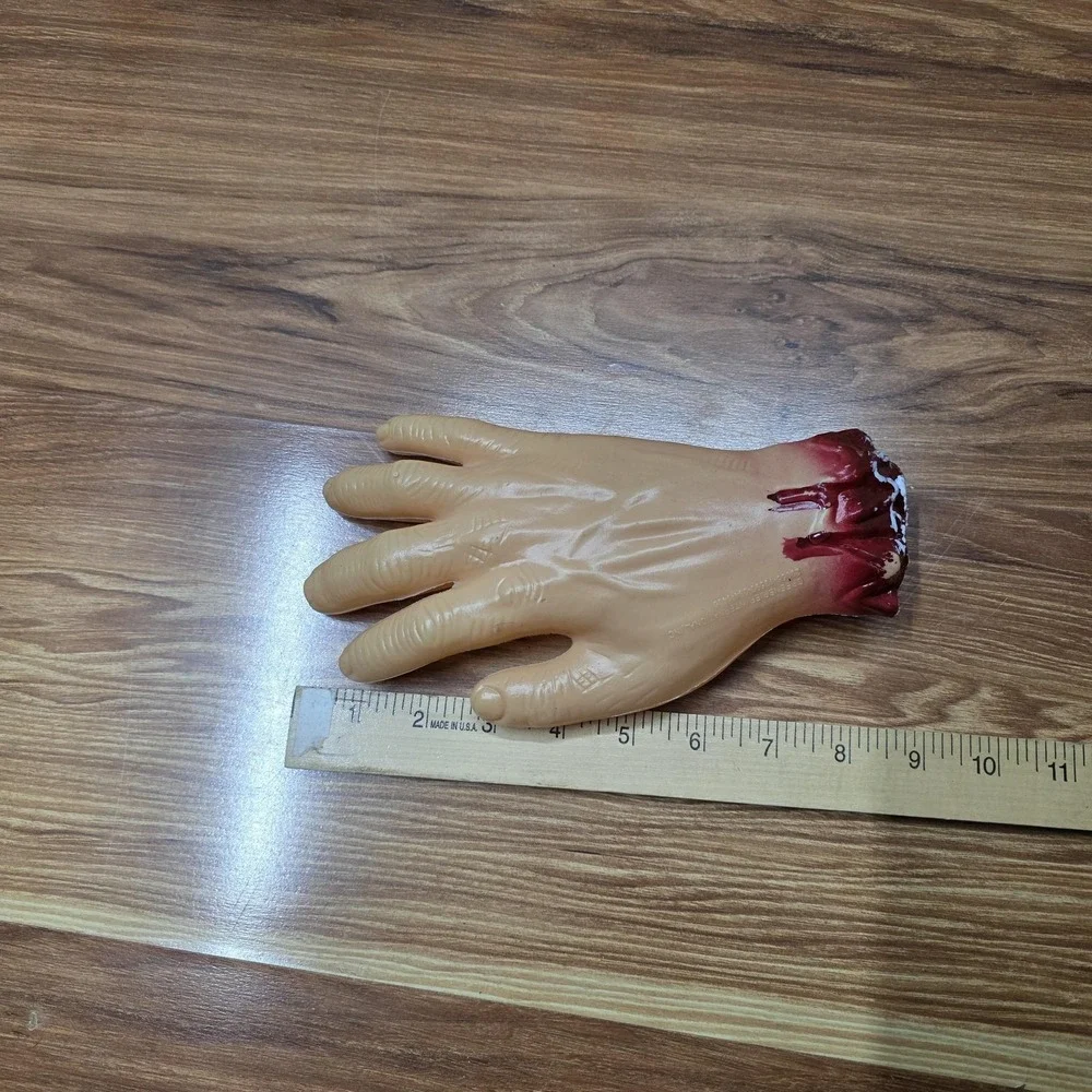 Vintage Greenbrier Halloween Severed Hands Prop Pair Bloody Plastic Horror Decor